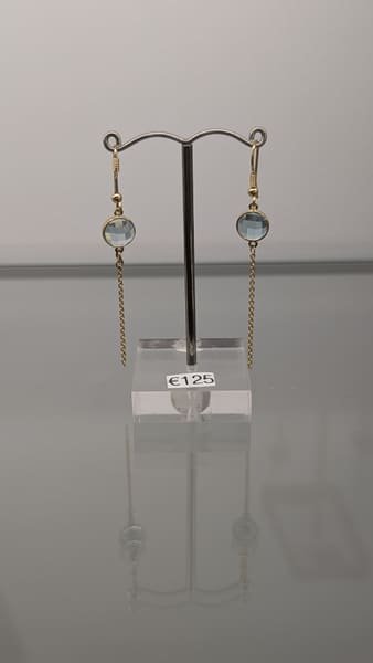 Blue Topaz Threader Earrings, Gold