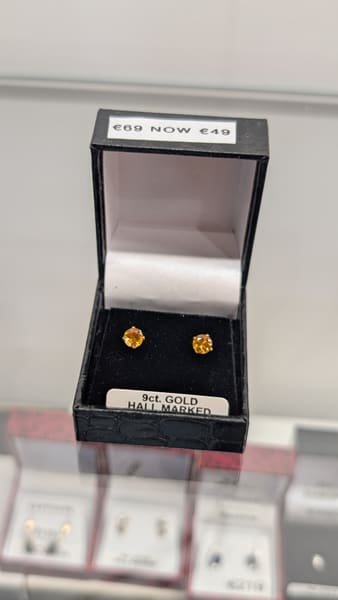 Citrine Studs, 9ct Gold