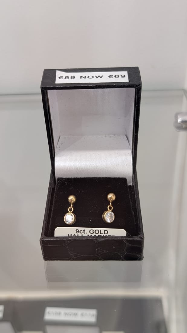 Crystal Drop Earrings, 9ct Gold, Cubic Zirconia