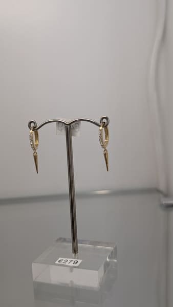 Crystal Spike Drop Hoops, Gold