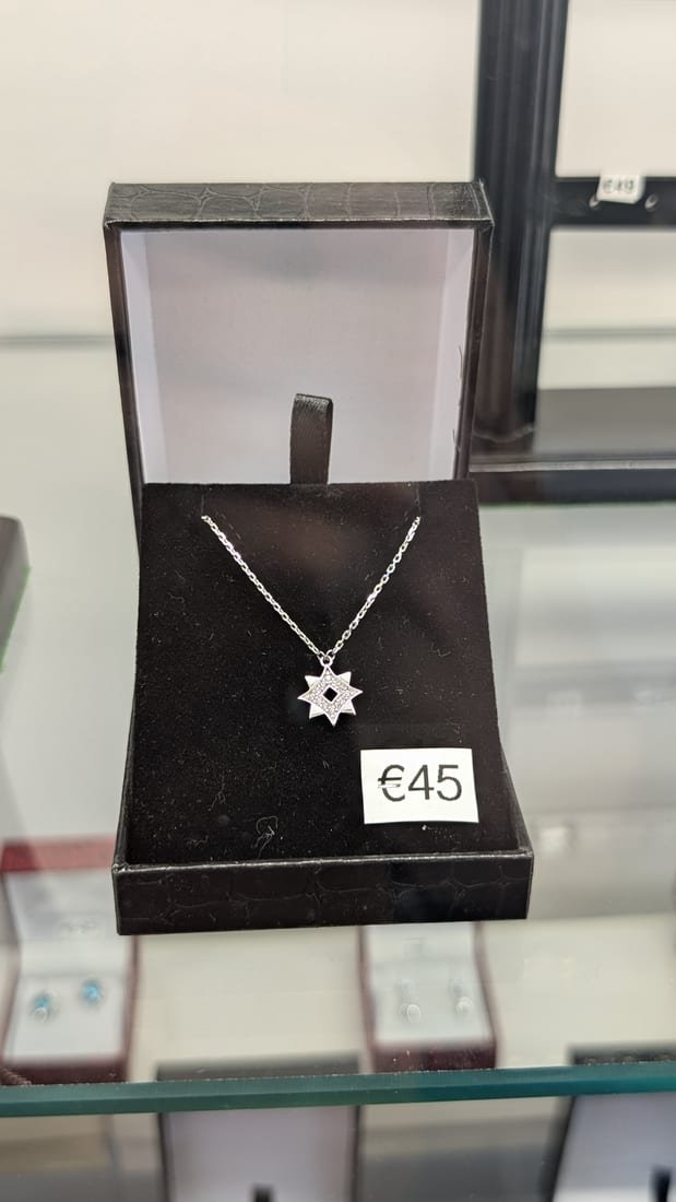 Crystal Star Pendant, Silver, Cubic Zirconia