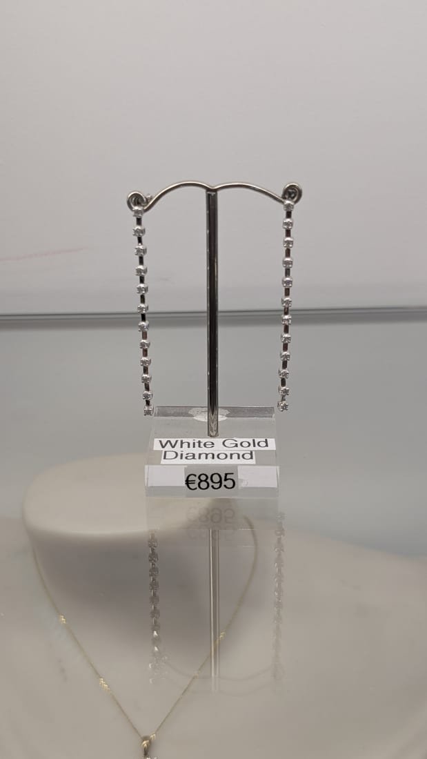 Diamond Drop Earrings, White Gold, Diamond