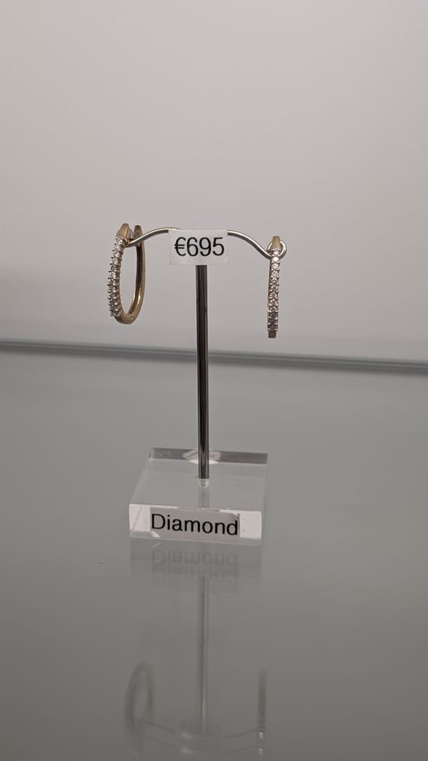Diamond Hoop Earrings, 9ct Gold, Diamond