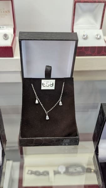 Triple Drop Necklace, Silver