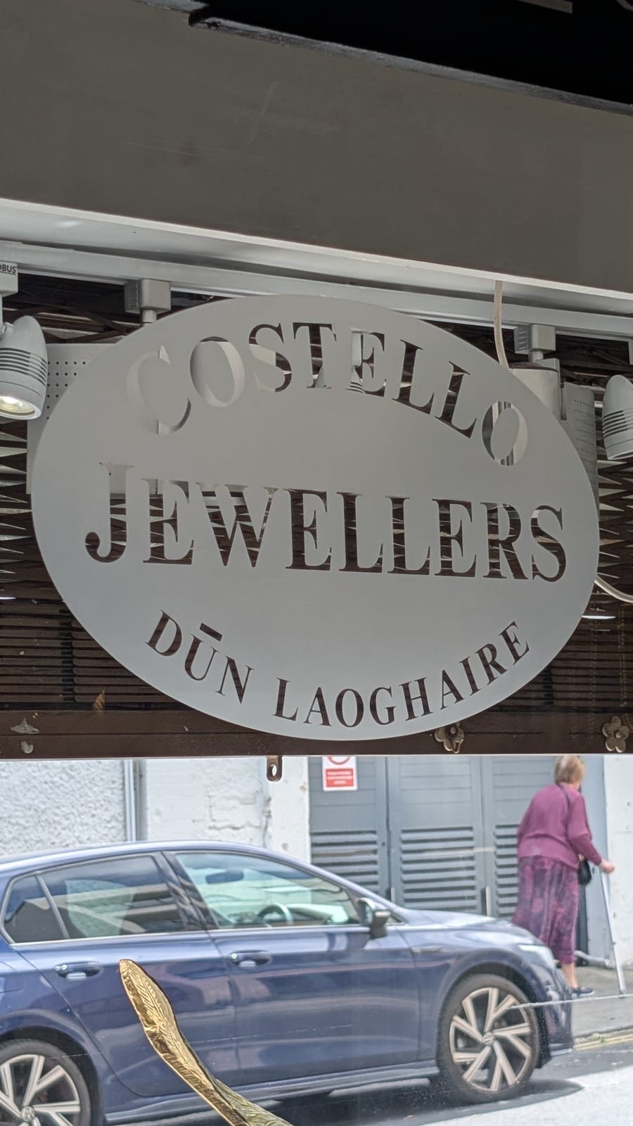 Costello Jewellers etched glass sign, Dún Laoghaire